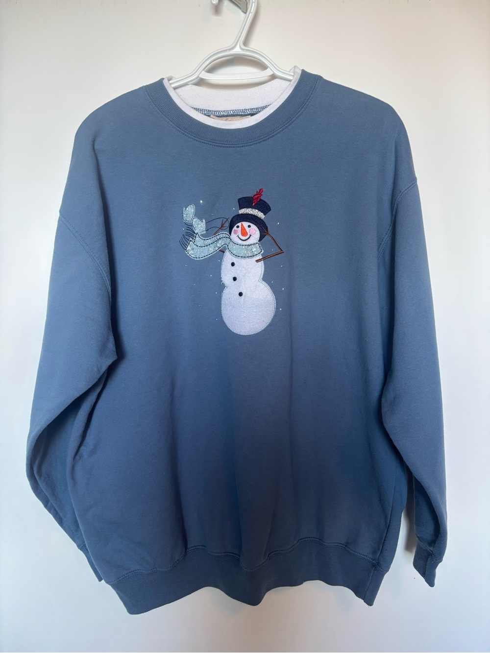 Women’s Dusty Blue Snowman Crewneck Sweatshirt